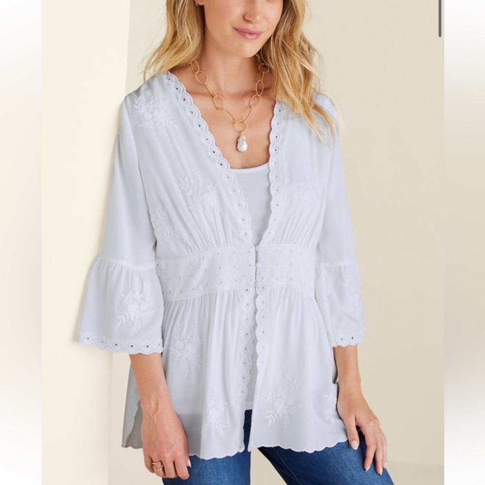 Soft Surroundings Icon Melissani Tunic & Tank Embroidered Lightweight Coverup Lg